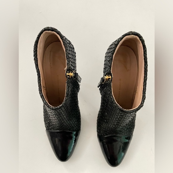 Giuseppe Zanotti Woven Leather Patent Toe Cap Stiletto booties 36 6 black - Picture 12 of 16